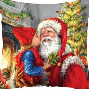 New Christmas Santa Claus little Girl Pillow Cover